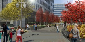 Lsu景正规华体会官网apphth华体会体育app官网下载观建筑校友的作品:秋天的红色树木模拟城市步行街